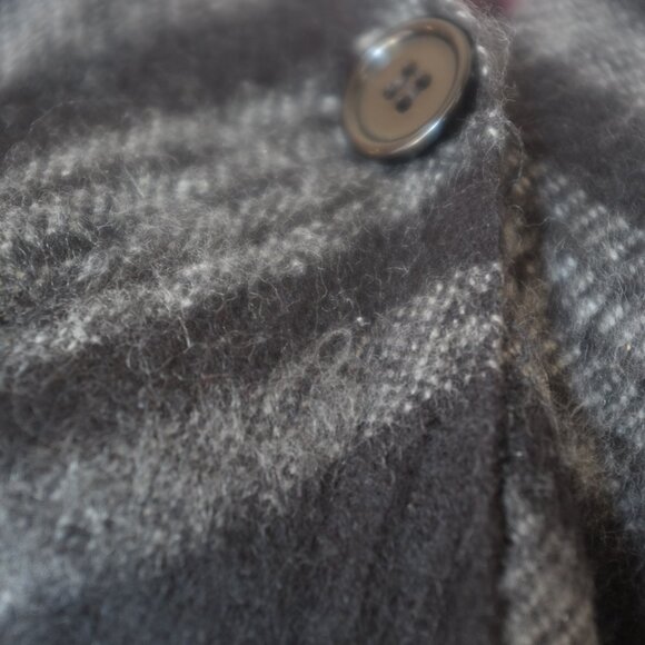 COPY - Lowrys Farm black tartan one button poncho with hood - Picture 3 of 5